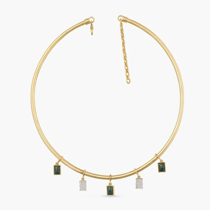 Necklaces SILVER Malachite Statement Silver Hasli Necklace