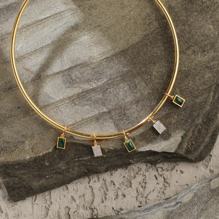 Necklaces SILVER Malachite Statement Silver Hasli Necklace