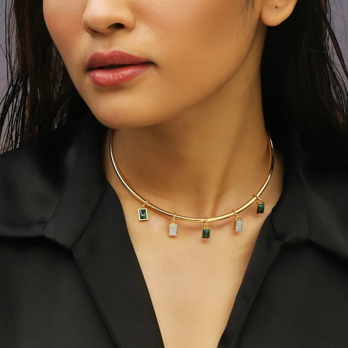 Necklaces SILVER Malachite Statement Silver Hasli Necklace