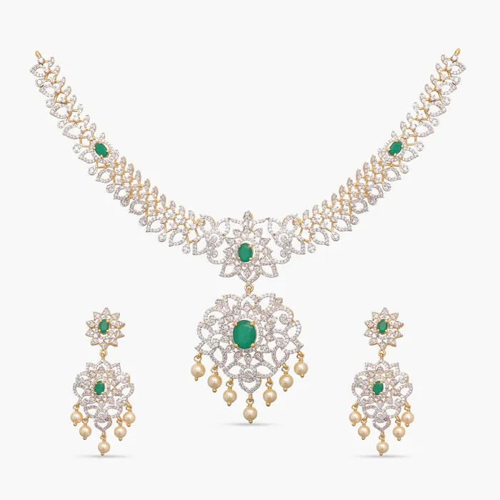 Necklaces SILVER Palatial CZ Silver Necklace Set