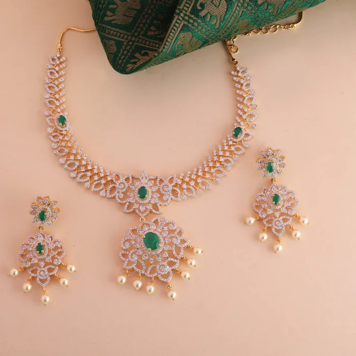 Necklaces SILVER Palatial CZ Silver Necklace Set