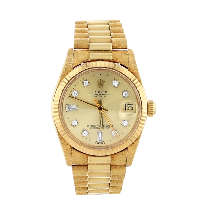 PreStyled Sets Shop IDC estore Rolex 6827 Datejust 18K Yellow Gold Florentine Finish 31mm Preowned