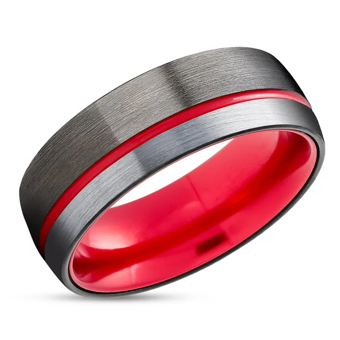 Rings Clean Casting Jewelry Red Tungsten Ring Red Wedding Ring Tungsten Wedding Ring Gunmetal Wedding Ring