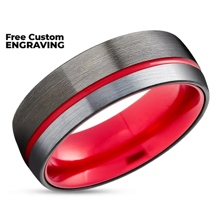 Rings Clean Casting Jewelry Red Tungsten Ring Red Wedding Ring Tungsten Wedding Ring Gunmetal Wedding Ring