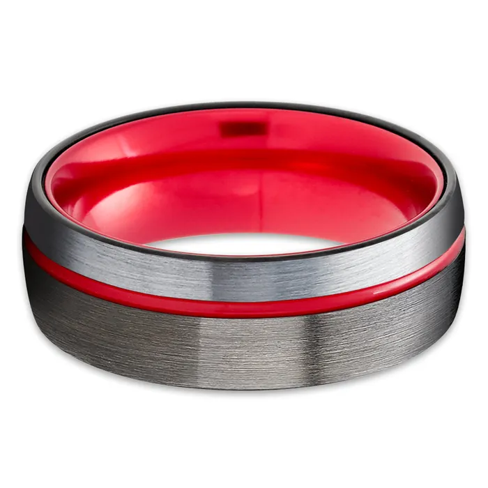 Rings Clean Casting Jewelry Red Tungsten Ring Red Wedding Ring Tungsten Wedding Ring Gunmetal Wedding Ring