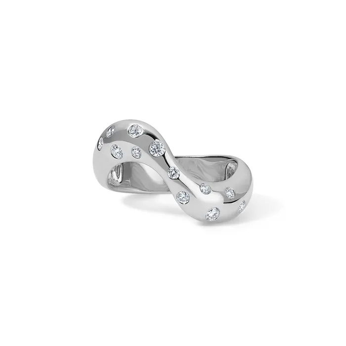 SG Fine Rings Gold and Diamond Domed Wavy Band