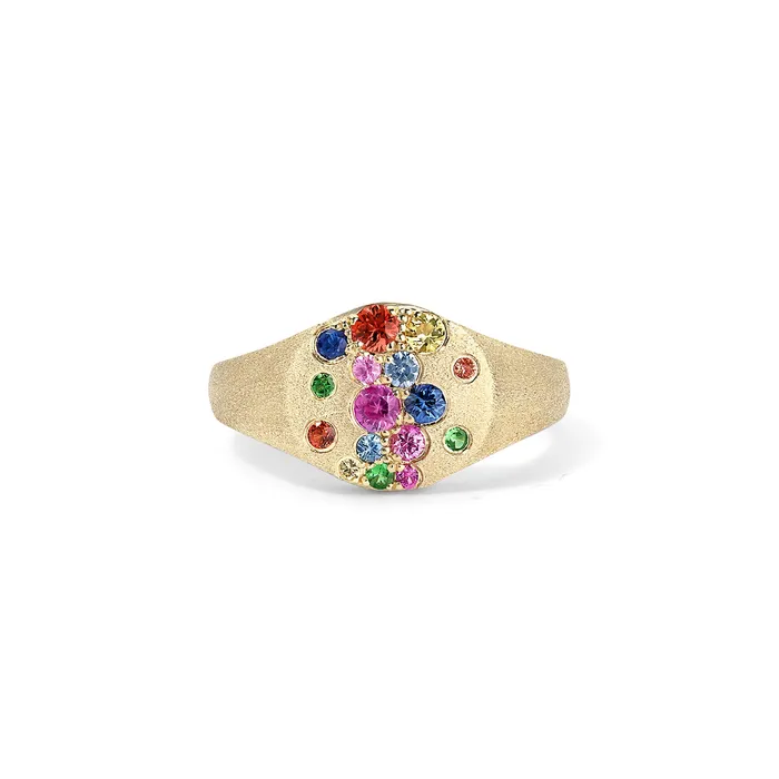 SG Fine Rings Scattered Rainbow Pinky Ring