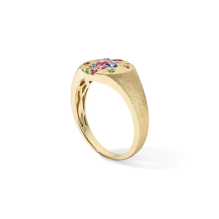 SG Fine Rings Scattered Rainbow Pinky Ring