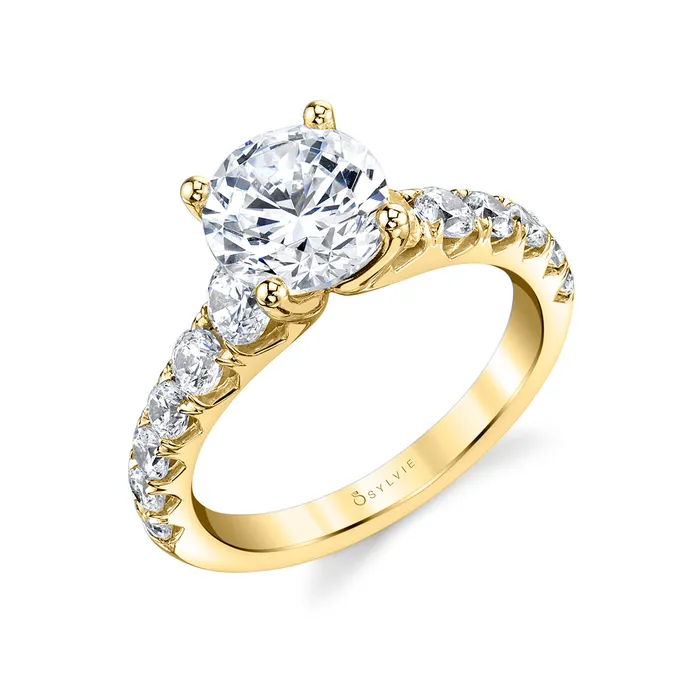 Shop IDC estore Sylvie Andrea Round Cut Wide Band Classic Diamond Engagement Ring Setting Rings