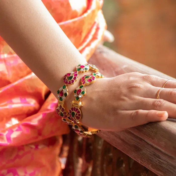 SILVER Mohavi Kempu Jadau Silver Bangles Rings