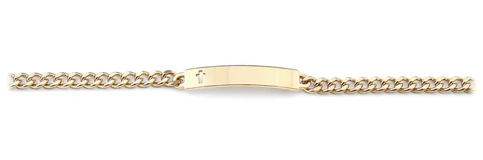 Speidel Bracelets Ladies ID Bracelet with Cut Out Cross Plaque Silver or Gold Tone