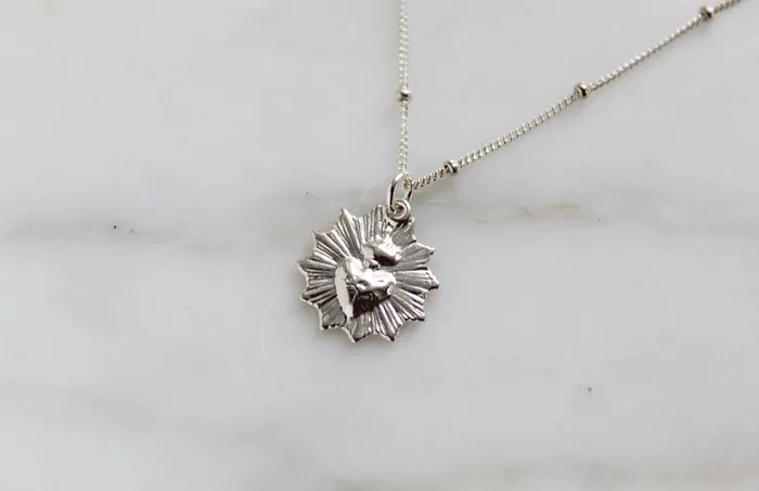TheLittleCatholic Necklaces The Little Sacred Heart minimalist scalloped necklace in sterling silver