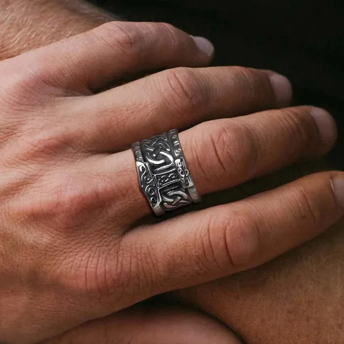 Valhalla Vikings Rings Viking Ring Mjolnir in Celtic Knot