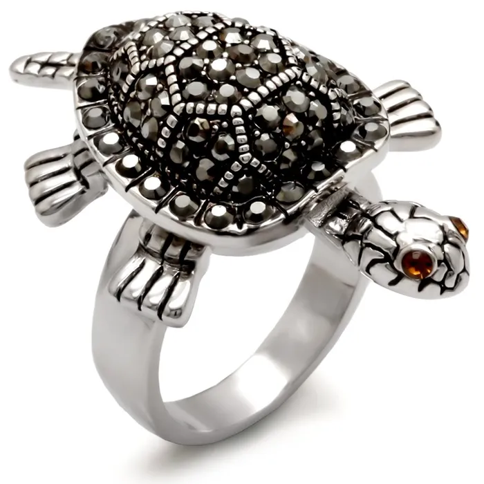 0W285 Rhodium Brass Ring with Top Grade Crystal in Multi Color Alamode Rings