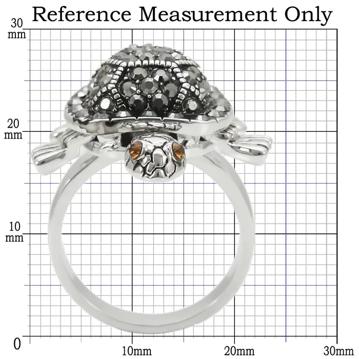 0W285 Rhodium Brass Ring with Top Grade Crystal in Multi Color Alamode Rings