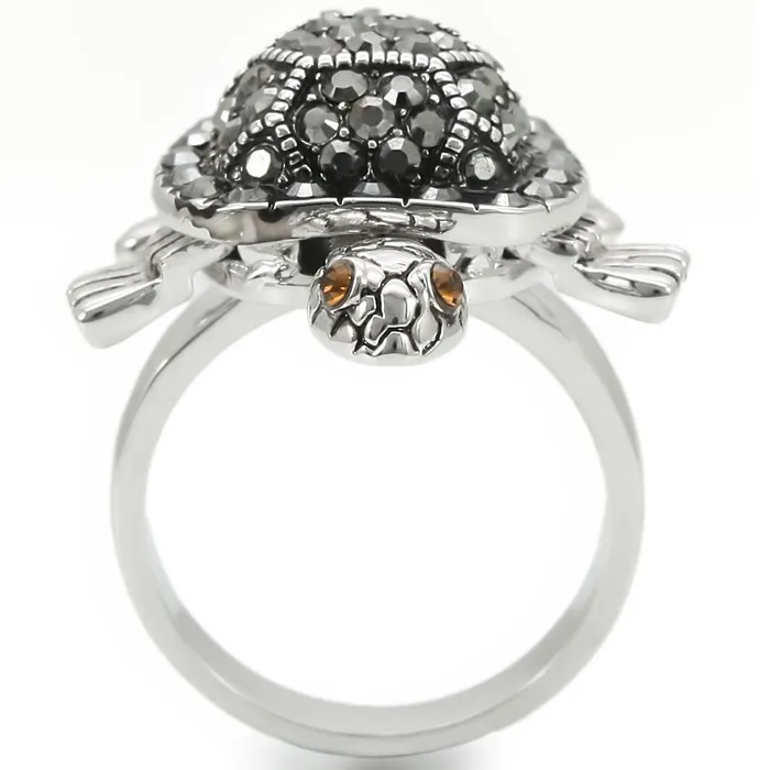 0W285 Rhodium Brass Ring with Top Grade Crystal in Multi Color Alamode Rings