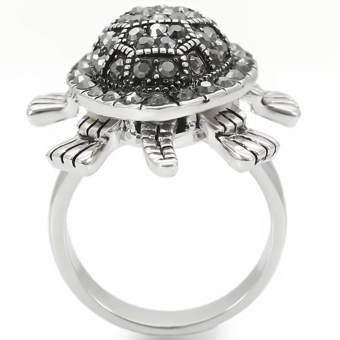 0W285 Rhodium Brass Ring with Top Grade Crystal in Multi Color Alamode Rings