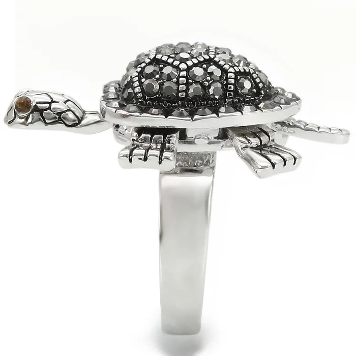 0W285 Rhodium Brass Ring with Top Grade Crystal in Multi Color Alamode Rings