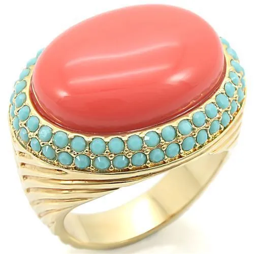0W334 Gold Brass Ring with SemiPrecious in Rose Alamode Rings