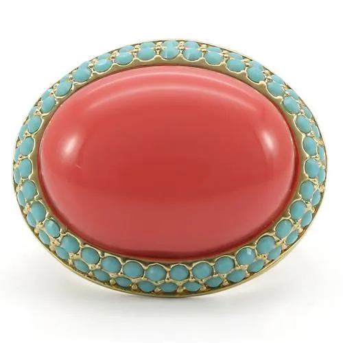 0W334 Gold Brass Ring with SemiPrecious in Rose Alamode Rings