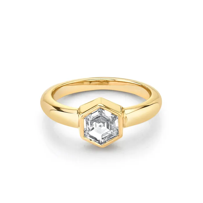 100ct Bezel Set White Diamond Hex Ring Marrow Fine Rings