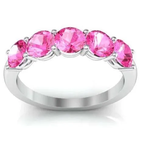 150cttw Shared Prong Pink Sapphire Five Stone Ring deBebians Rings