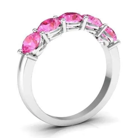 150cttw Shared Prong Pink Sapphire Five Stone Ring deBebians Rings