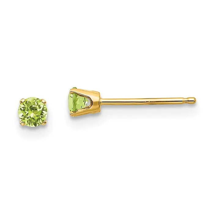 14k 3mm AugustPeridot Post Earrings Jewelry Earrings