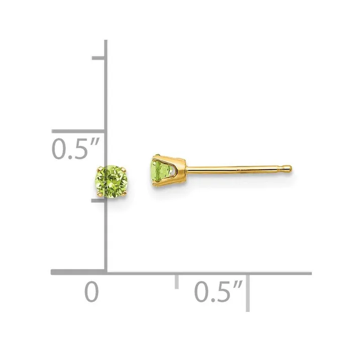 14k 3mm AugustPeridot Post Earrings Jewelry Earrings