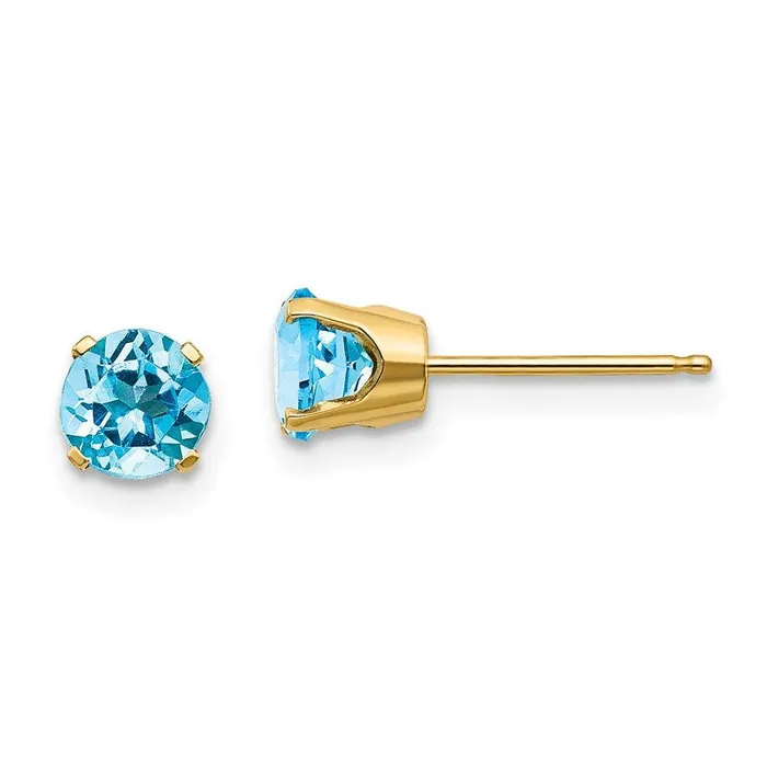 14k 5mm Blue Topaz Earrings December Jewelry Earrings