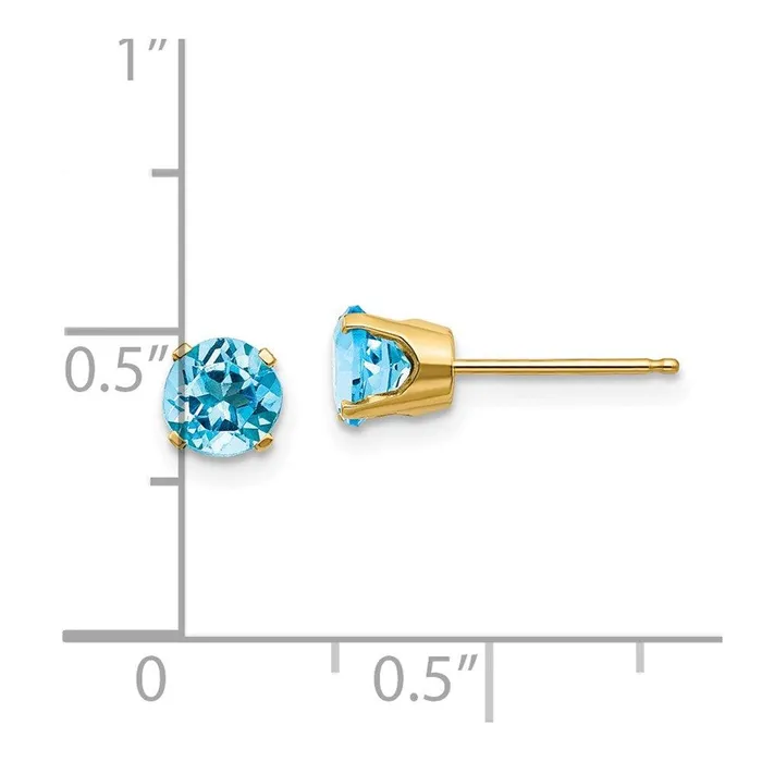 14k 5mm Blue Topaz Earrings December Jewelry Earrings