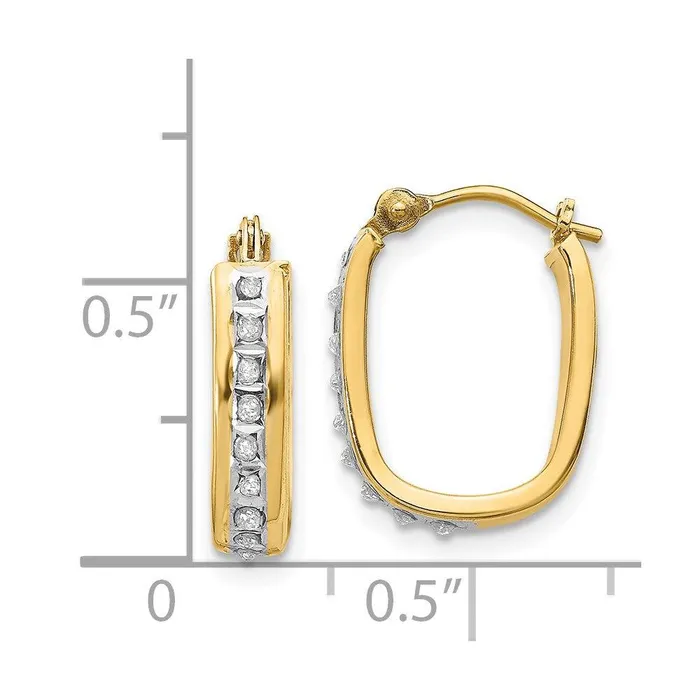14k Diamond Fascination Squared Hinged Hoop Earrings Jewelry Earrings