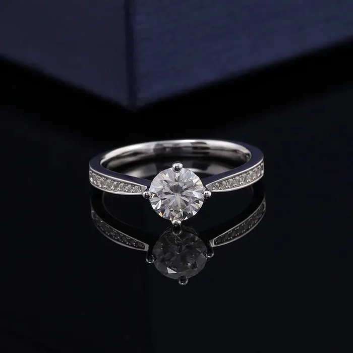 14K White Gold 1CT Moissanite Ring VVS Jewelry Rings