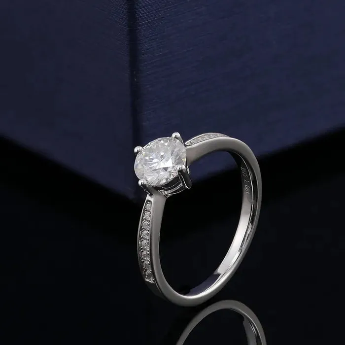 14K White Gold 1CT Moissanite Ring VVS Jewelry Rings