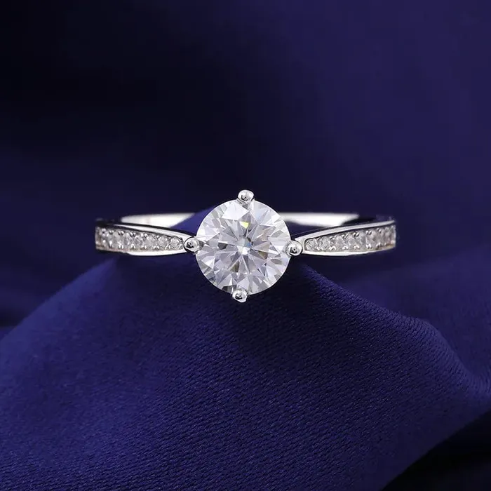 14K White Gold 1CT Moissanite Ring VVS Jewelry Rings