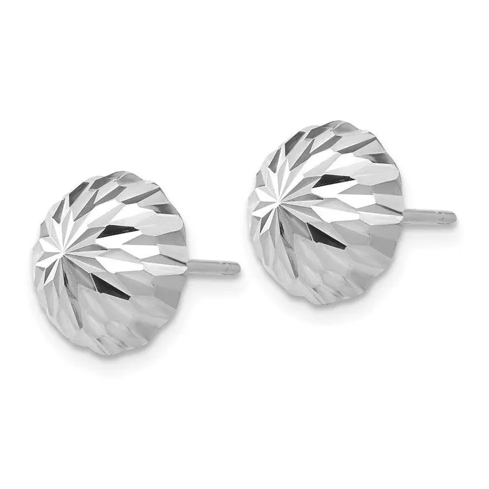 14k White Gold Polished DiamondCut Half Ball Post Earrings Jewelry Earrings