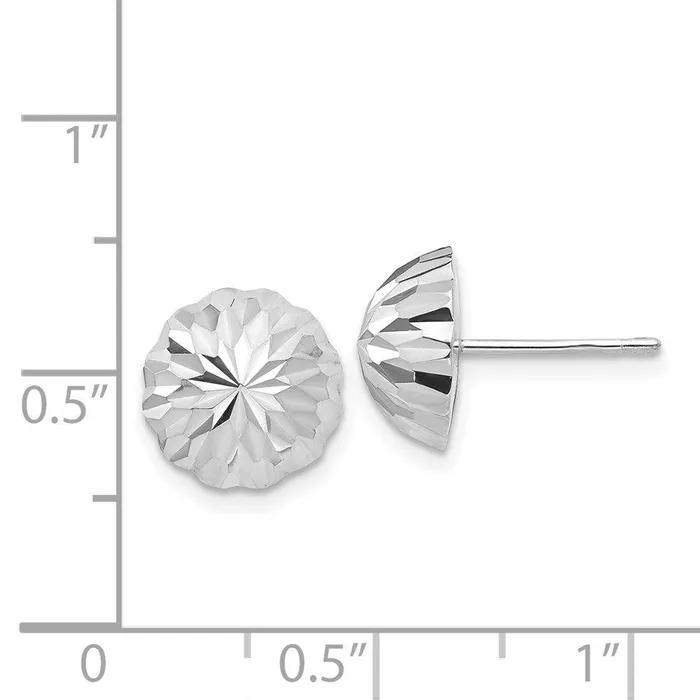 14k White Gold Polished DiamondCut Half Ball Post Earrings Jewelry Earrings