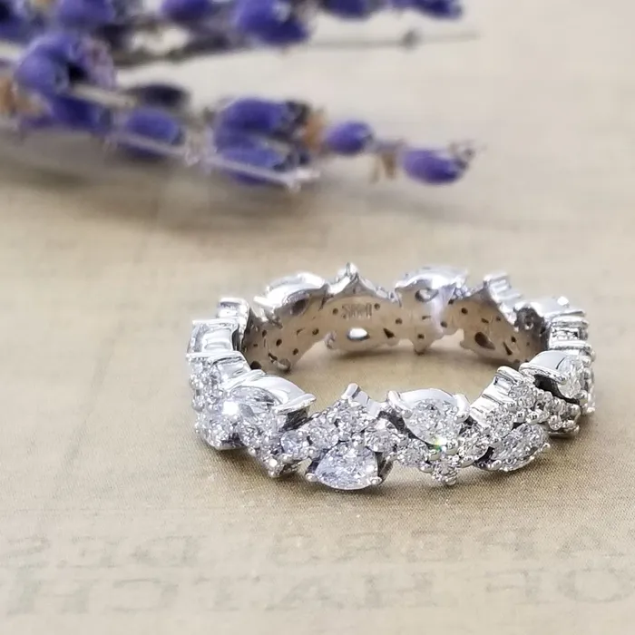 200 cttw Pear and Round Diamond Eternity Ring deBebians Rings