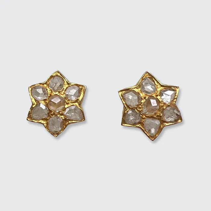 21stfinds Earrings Victorian RoseCut Diamond Star Earrings