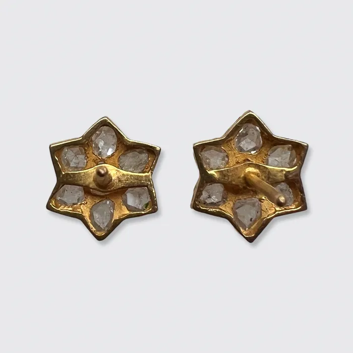 21stfinds Earrings Victorian RoseCut Diamond Star Earrings