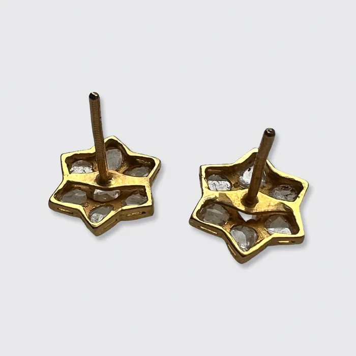 21stfinds Earrings Victorian RoseCut Diamond Star Earrings
