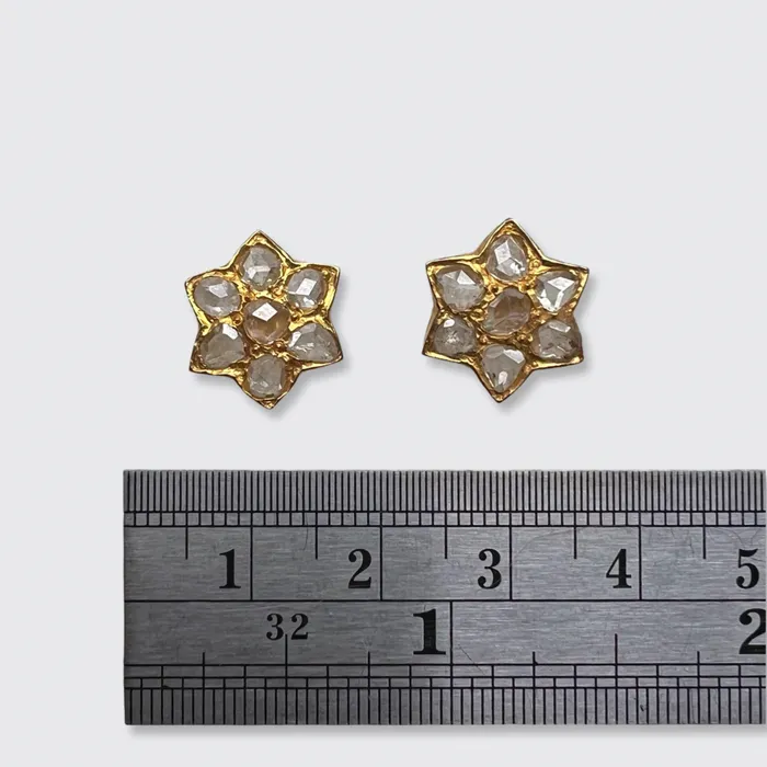21stfinds Earrings Victorian RoseCut Diamond Star Earrings