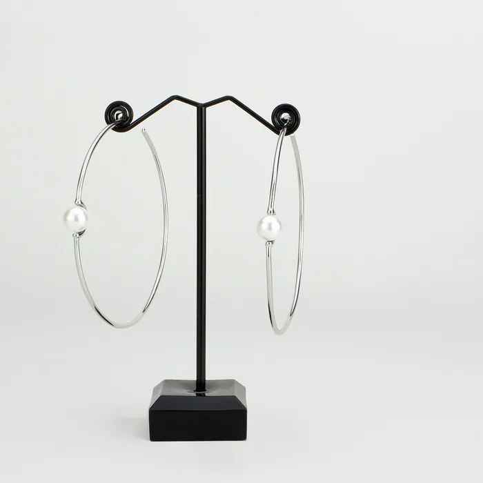 3W1769 Imitation Rhodium Brass Earring with Synthetic in White Alamode Earrings