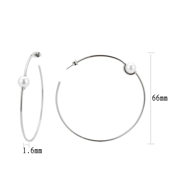 3W1769 Imitation Rhodium Brass Earring with Synthetic in White Alamode Earrings