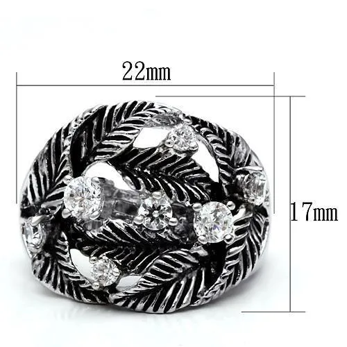3W211 Rhodium Brass Ring with AAA Grade CZ in Clear Alamode Rings