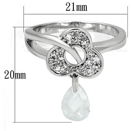 3W312 Rhodium Brass Ring with AAA Grade CZ in Clear Alamode Rings