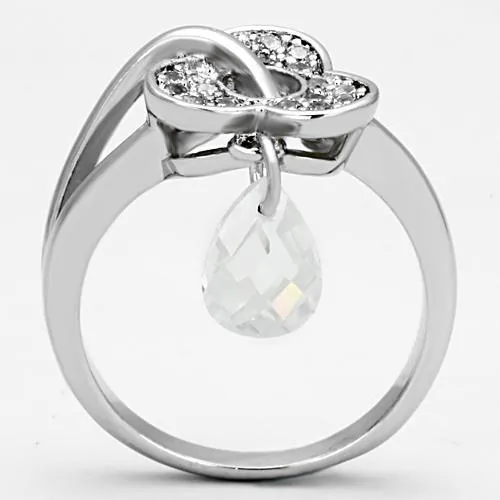 3W312 Rhodium Brass Ring with AAA Grade CZ in Clear Alamode Rings