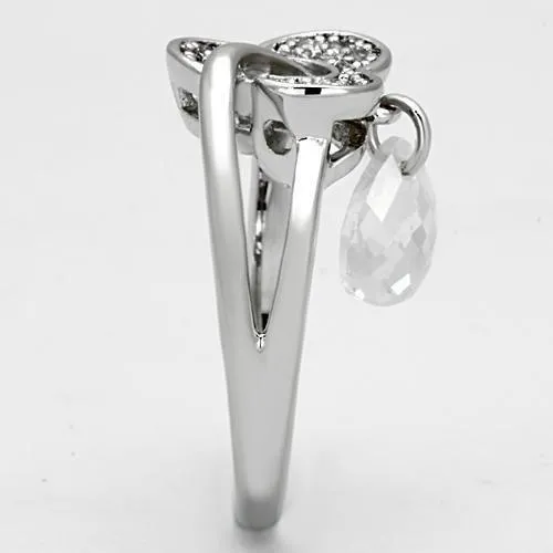 3W312 Rhodium Brass Ring with AAA Grade CZ in Clear Alamode Rings