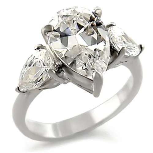 413409 HighPolished 925 Sterling Silver Ring with AAA Grade CZ in Clear Alamode Rings
