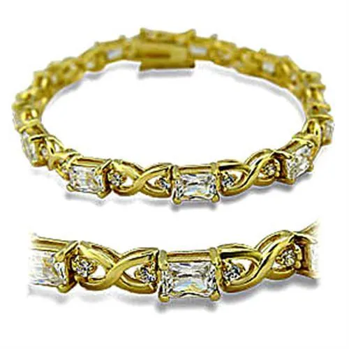 415705 Gold Brass Bracelet with AAA Grade CZ in Clear Alamode Bracelets